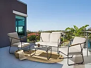 Garden Lounge Set with Table 4 Seater VEZZANA Metal Light Beige_1178900
