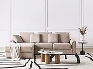 Ecksofa KOHLO mit Ottomane Stoff Taupe rechtsseitig_1175549