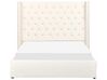 Sametová postel s úložným prostorem 140 x 200 cm krémově bílá LUBBON_882135