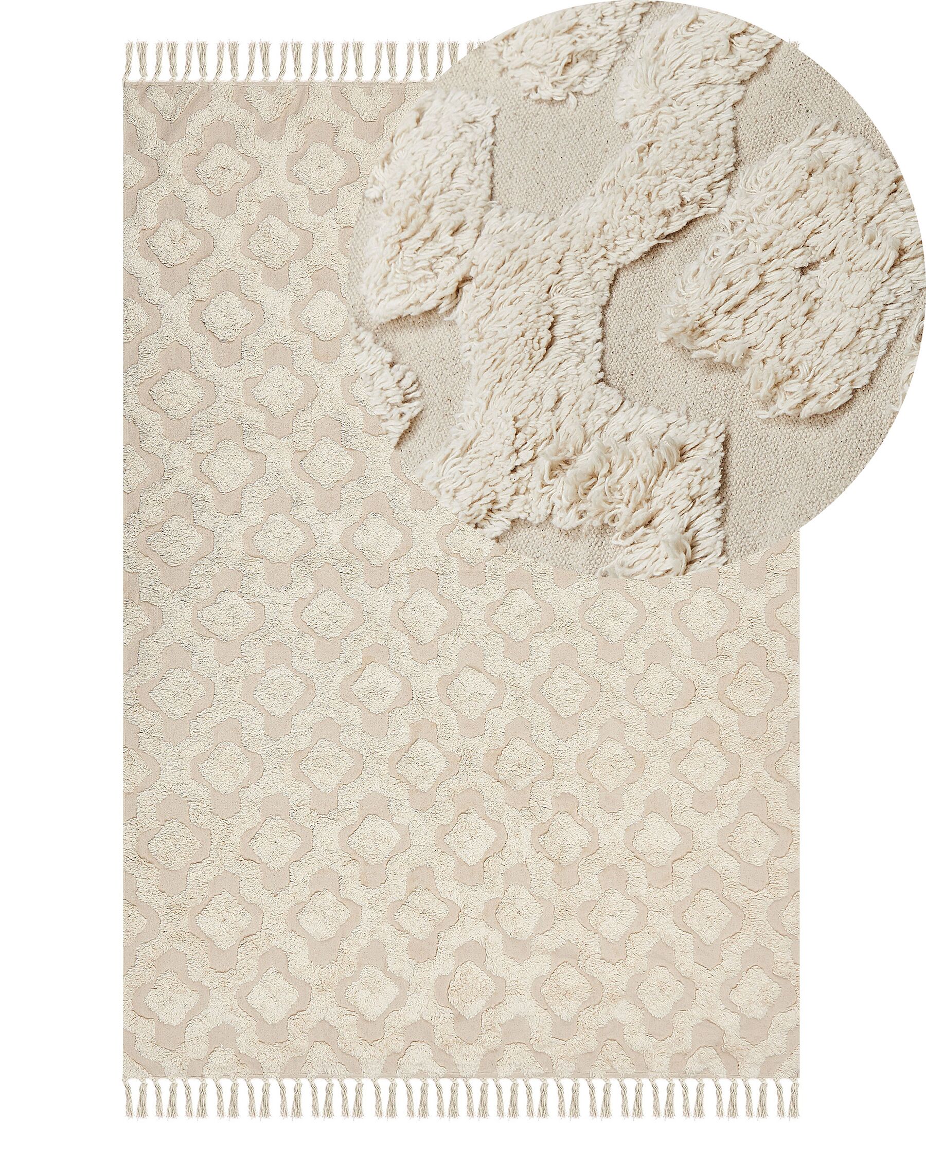 Cotton Area Rug 140 x 200 cm Beige AKSARAY_839214