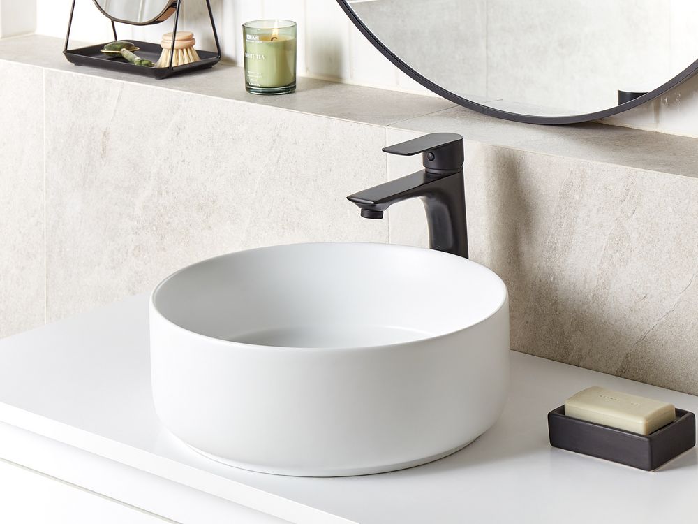 Vasque à poser CALIG ⌀ 36 cm Céramique Blanc cassé