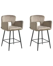 Set di 2 sedie alte SANILAC Velluto Tortora_912726