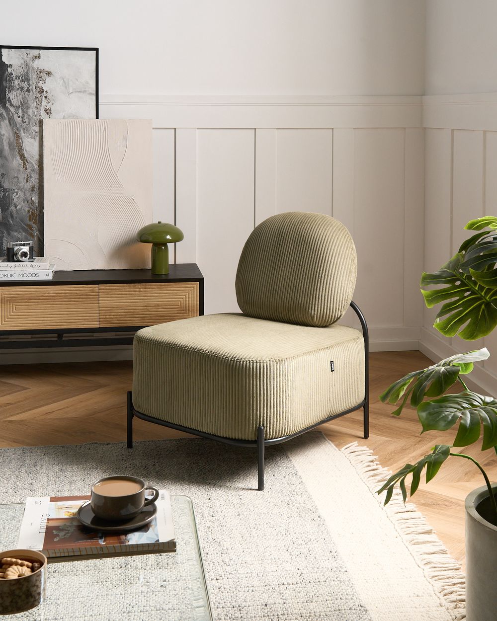 Armchair LUNDE Corduroy Green