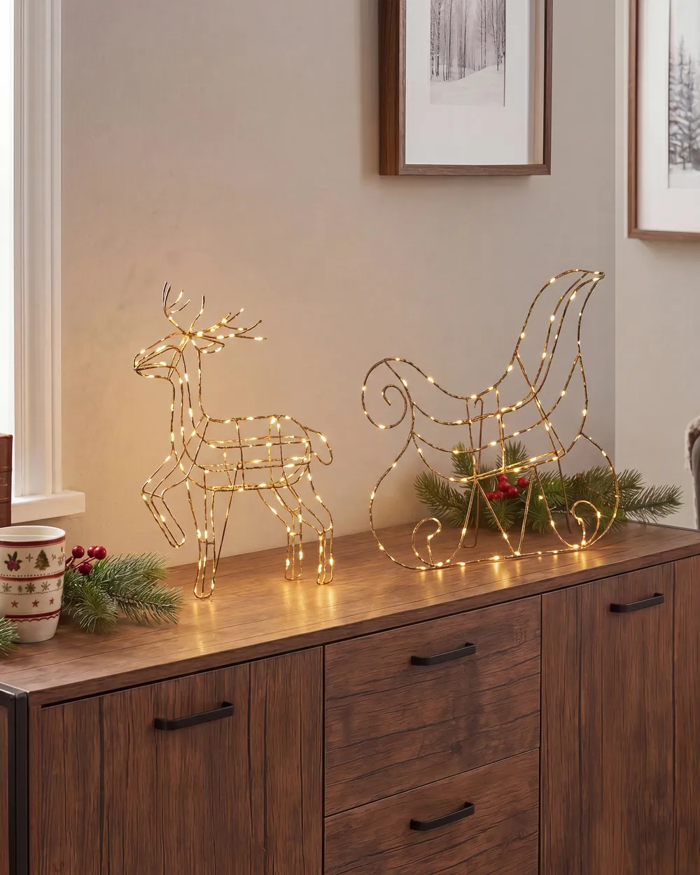 Decorazione per esterni LED SAIJA 46 cm Renna Argento_829717