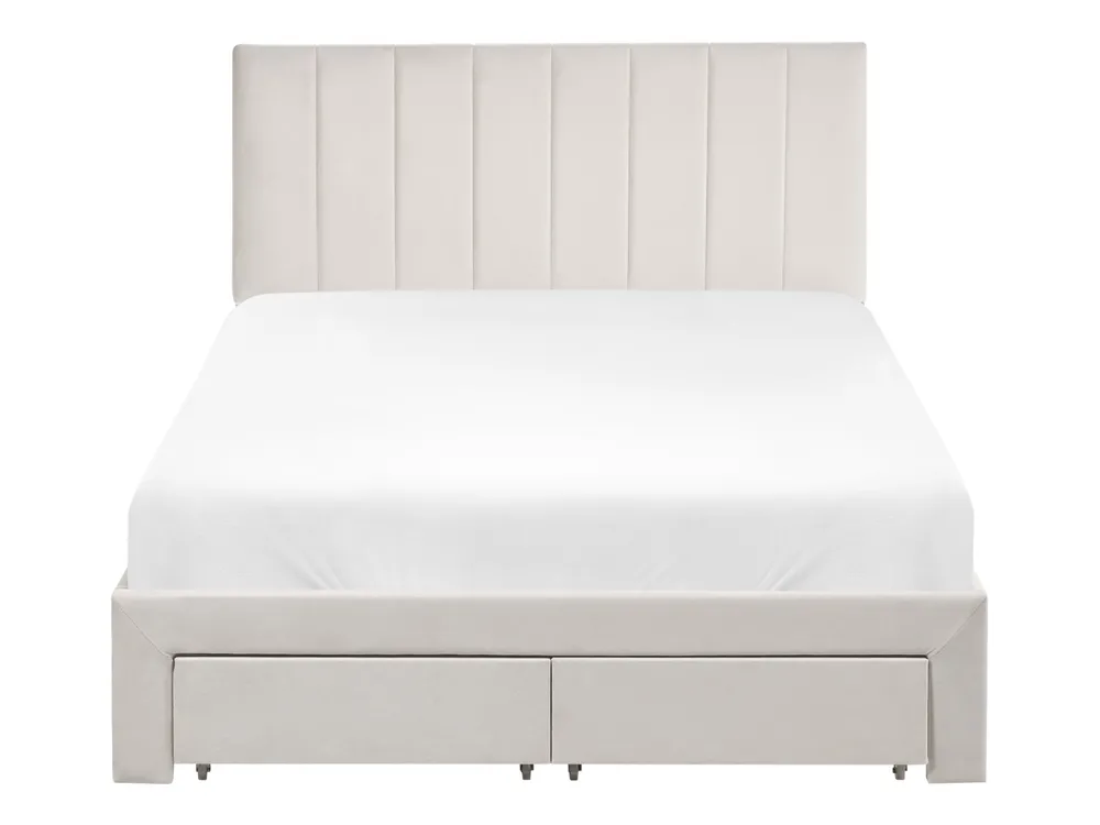 Bed with Storage Drawers LONZAC Velvet Off-White 120 x 200 cm (EU Small Double)_1014743