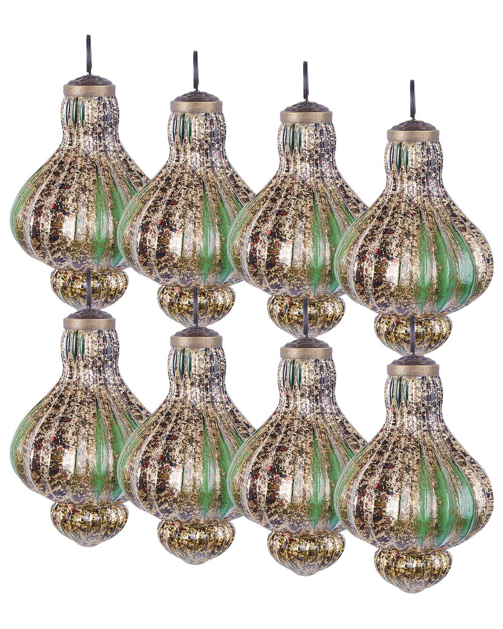 Set of 8 Baubles BRILLANT Glass Green