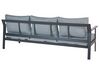 Gartensofa Aluminium schwarz 3-Sitzer Auflagen dunkelgrau KIATO_934622