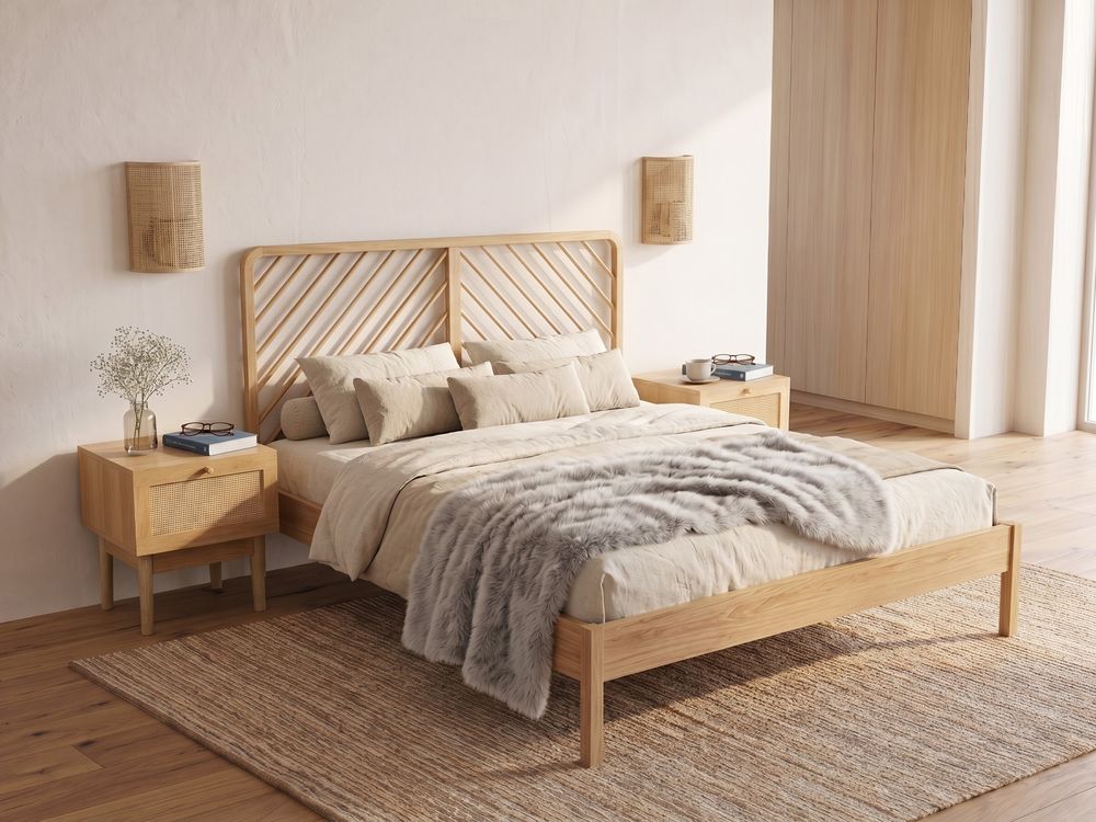Bed Pine Wood SEPHOS 180 x 200 cm (EU Super King) Light Brown