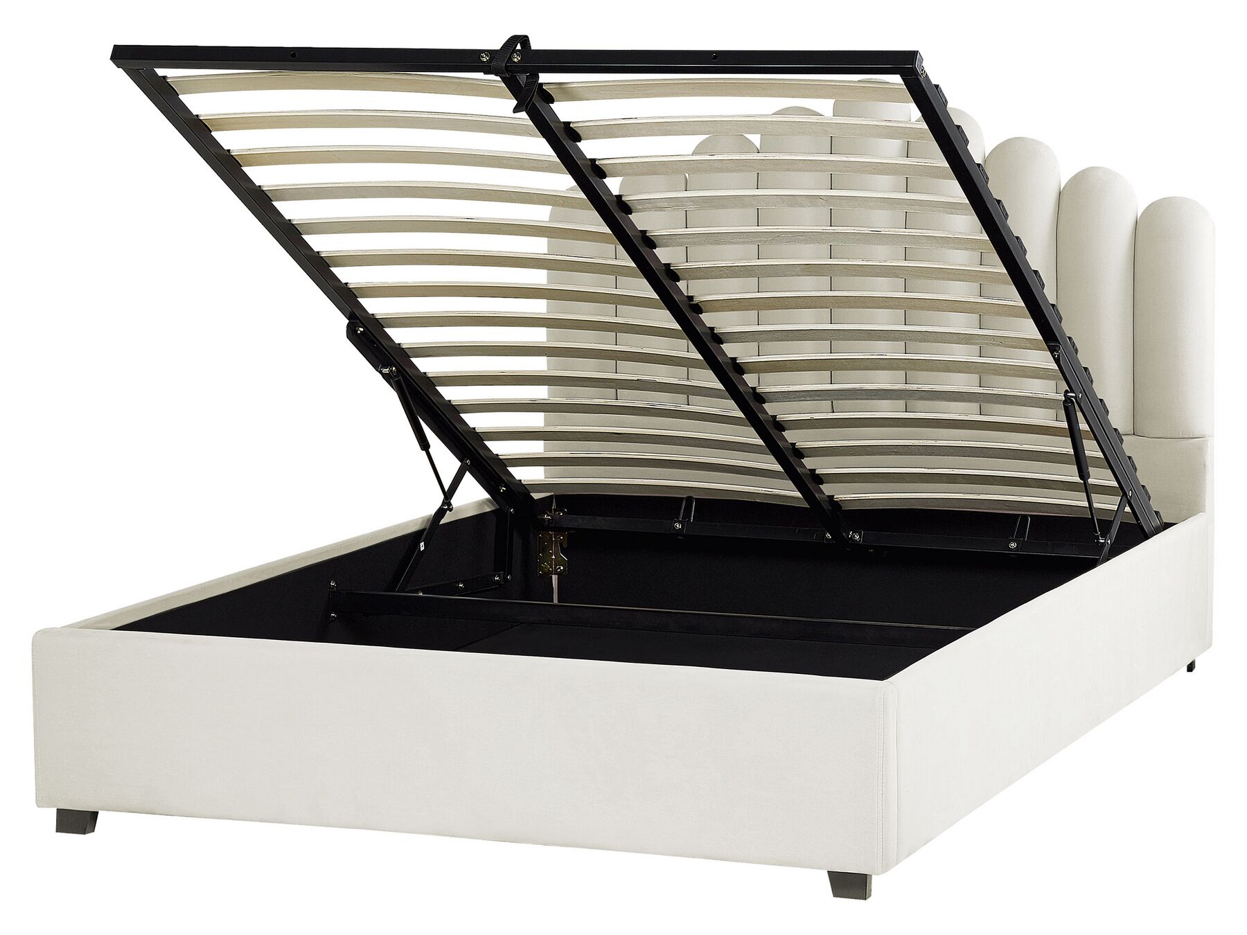 Zamatová posteľ s úložným priestorom 160 x 200 cm krémová biela VINCENNES_837367