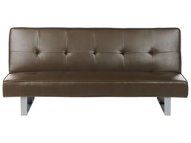 Sofa z funkcją spania skóra ekologiczna brązowa 189 cm DERBY mała