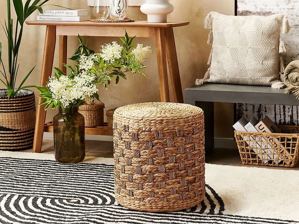 Pouffe BASSLET Wicker Beige_1171945