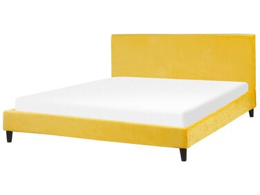 Zamatová posteľ 180 x 200 cm žltá FITOU