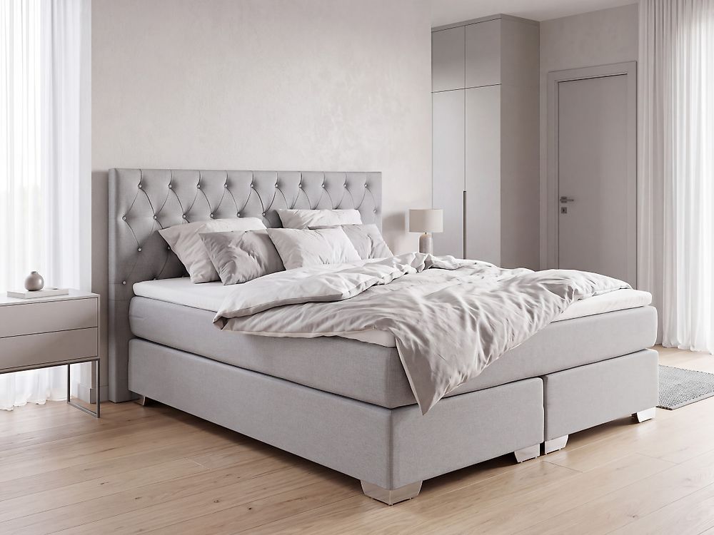Boxspringbett Stoff DUCHESS 160 x 200 cm Hellgrau