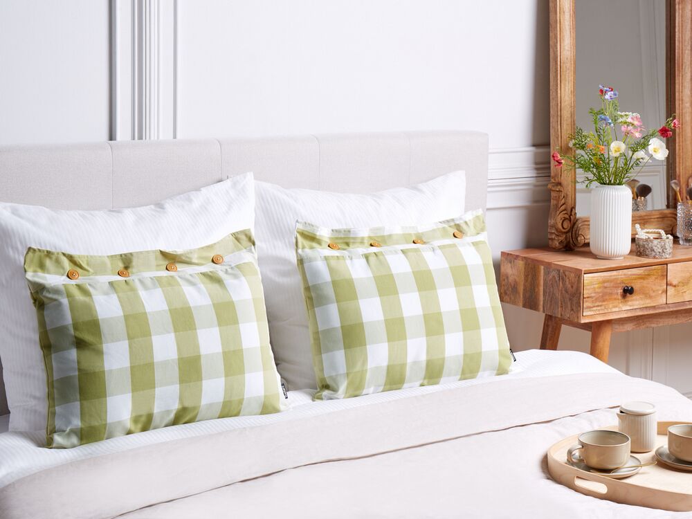 Set di 2 cuscini TAMNINE 40 x 60 cm Verde chiaro Trama a scacchi