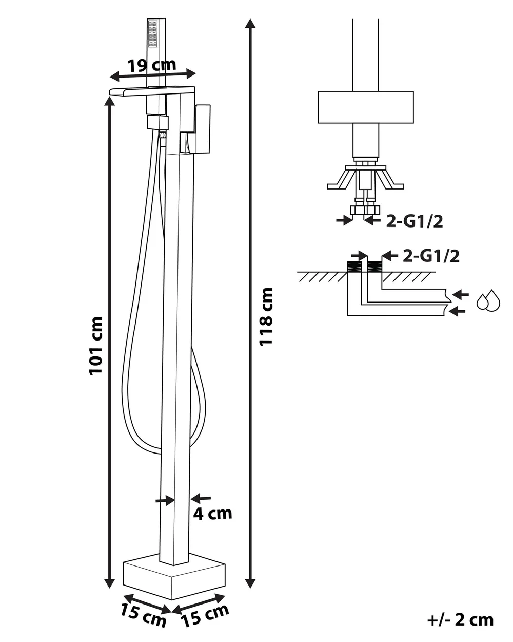 Freestanding Bathtub Faucet BOYOMA Silver_786721