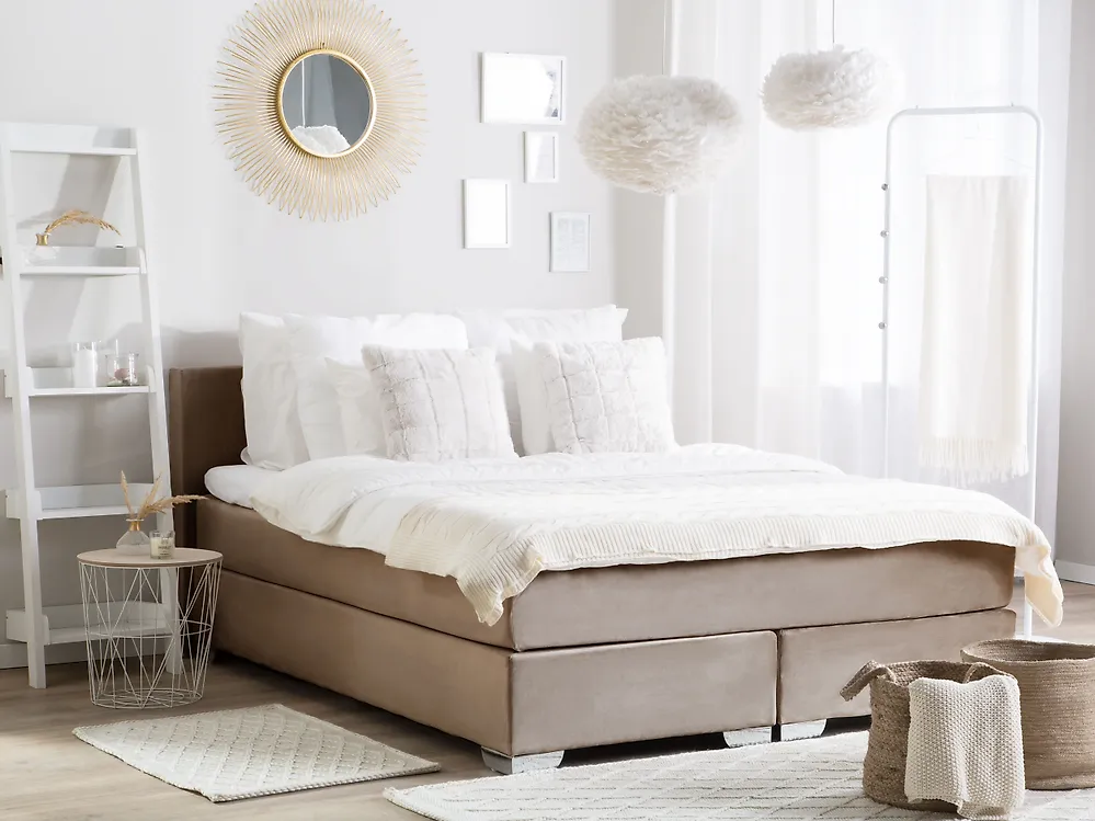 Boxspringbett Samtstoff CONSUL 160 x 200 cm Hellbeige_1177933