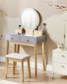 Toaletní stolek se 4 zásuvkami LED zrcadlem a stoličkou šedý/zlatý FEDRY_844787