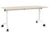 Bureau pliable avec roulettes 160 x 60 cm bois clair et blanc CAVI_922280