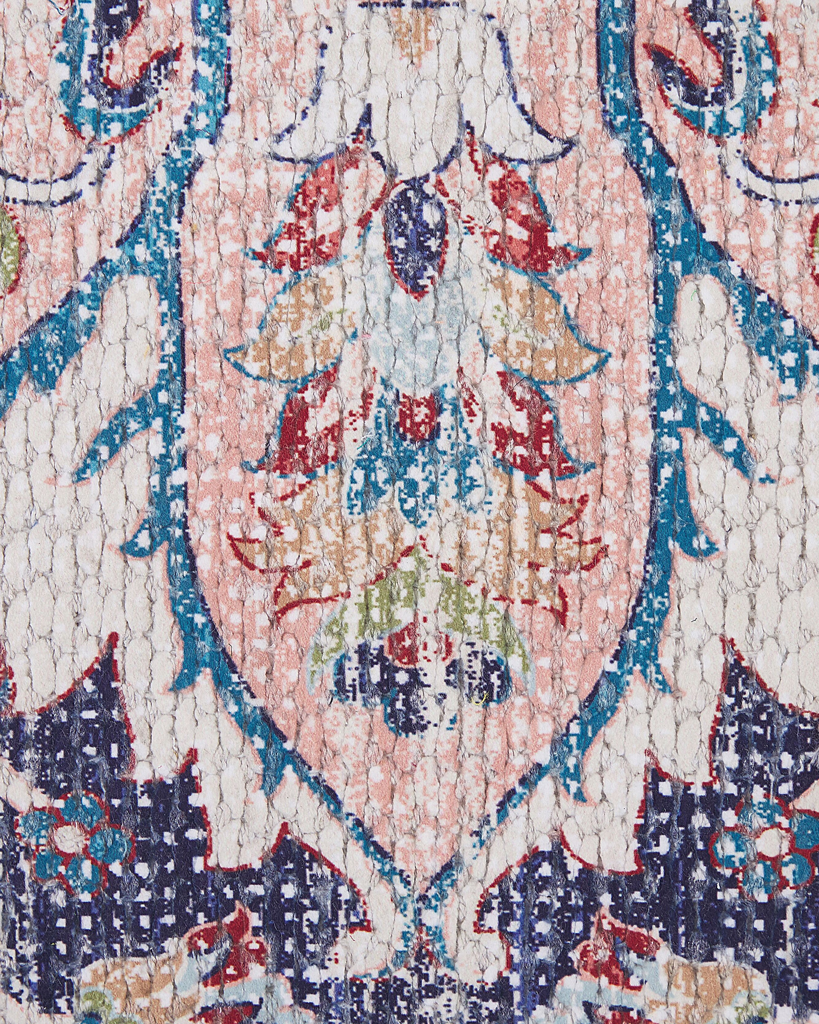 Teppich Blumenmuster mehrfarbig mit Fransen 150 x 230 cm Kurzflor KELKIT_817414