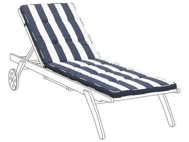 Sun Lounger Pad Cushion Navy Blue and White CESANA