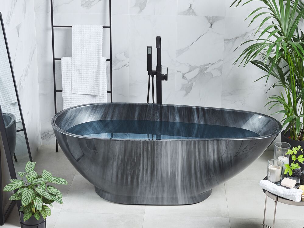 Freistehende Badewanne RIOJA 170 x 80 cm Schwarzer Marmor