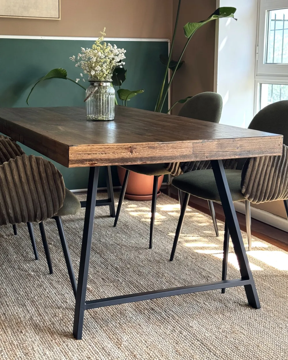 Dining Table WARTON Dark Brown 180 cm 90 cm Pine Wood_1008918