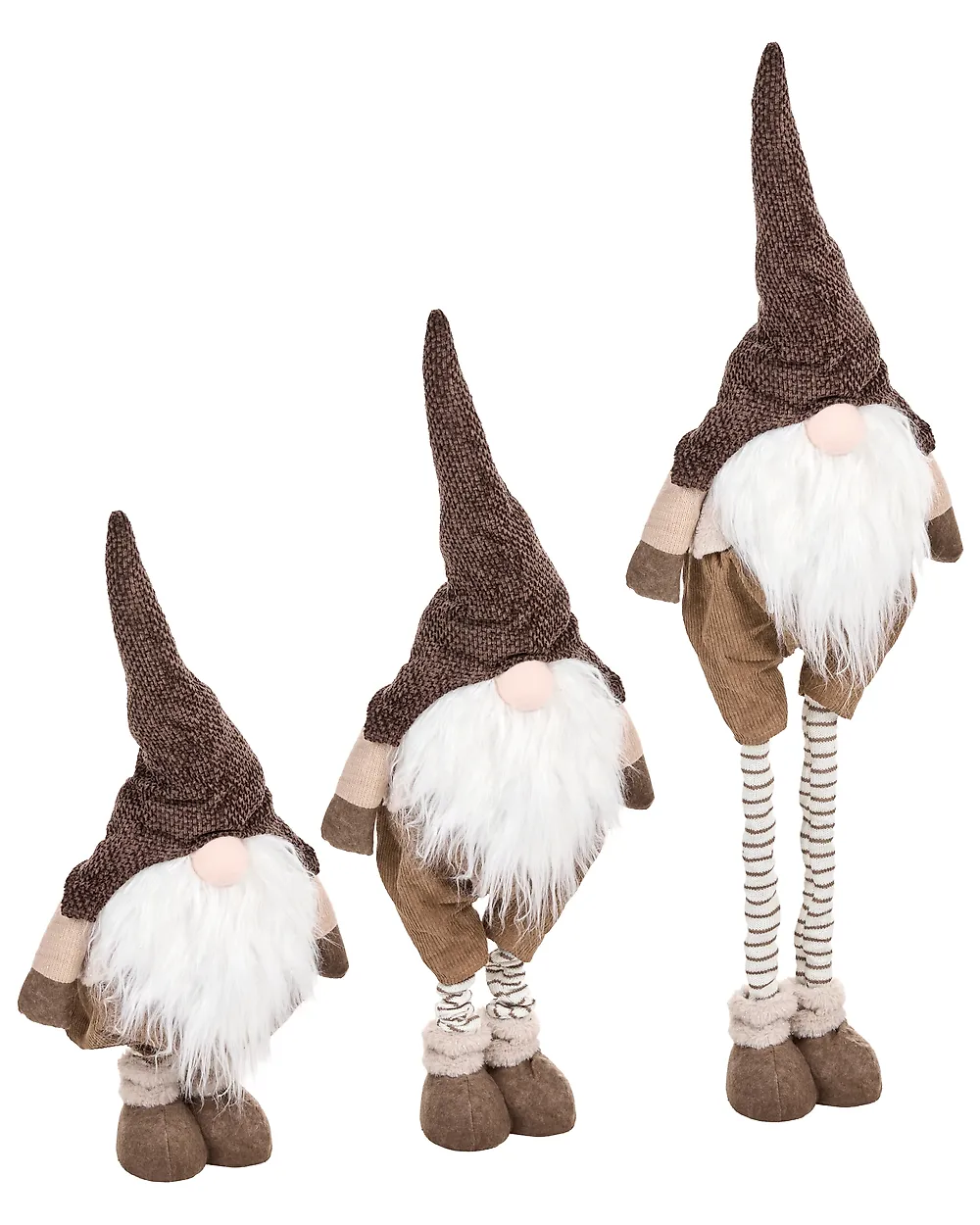 Set of 3 Christmas Decorations KOSKENKORVA 70/58-80/80-104 cm Gnome Brown