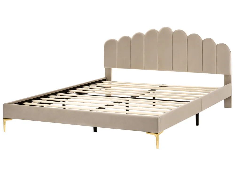 Bed Velvet SAUVIAN 180 x 200 cm (EU Super King) Taupe_1014560