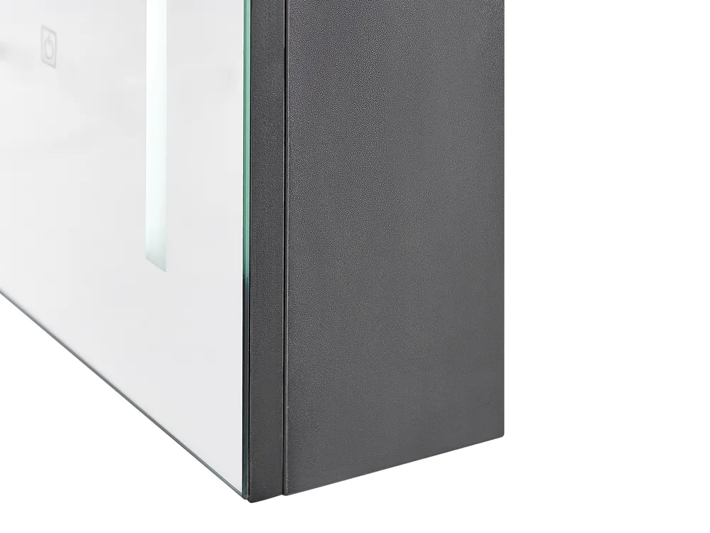 Szafka łazienkowa wisząca z lustrem LED CAMERON 40 cm 60 cm Czarny_905799