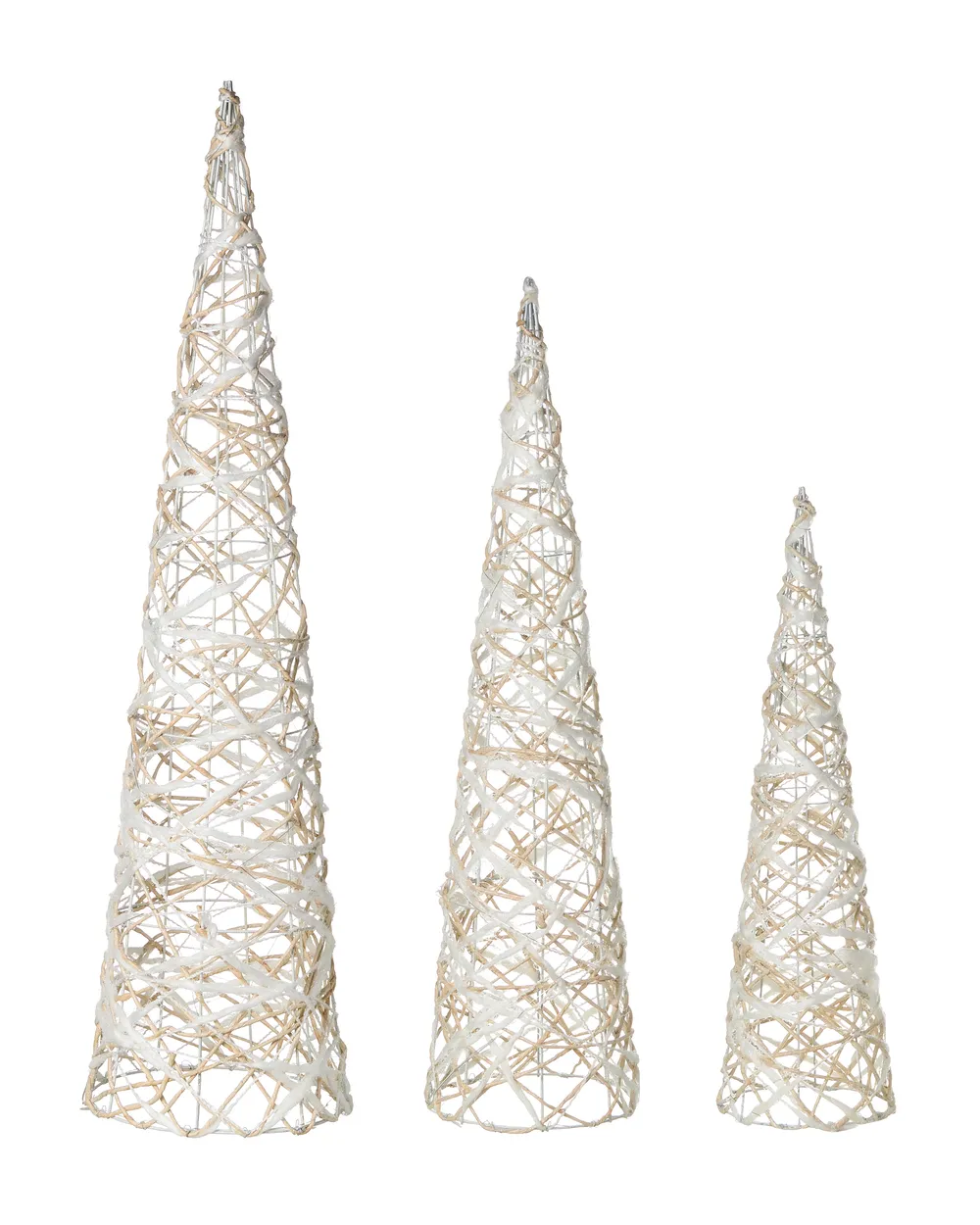Set of 3 Christmas Decorations TUELSO 60/80/100 cm Christmas Tree White/ Gold