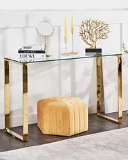 Console Table TILON Tempered Glass Gold_857847