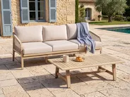 Sofa ogrodowa ze stolikiem dla 3 osób SUMBA Drewno akacjowe Jasnobrązowy_1087507