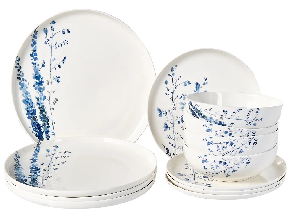 Vajilla de 12 piezas MAHLEB Porcelana Blanco/Azul