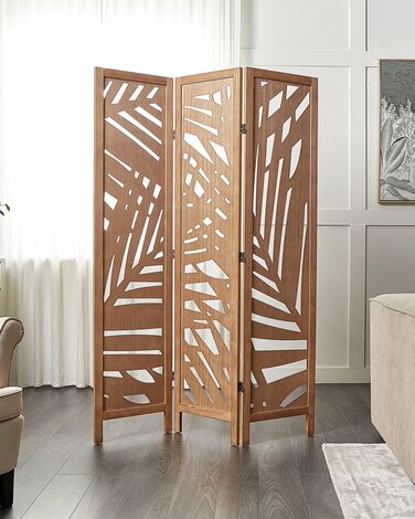 Wooden Folding 3 Panel Room Divider 170 x 122 cm Light Wood VERNAGO