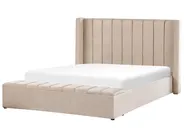 Waterbed with Storage Bench NOYERS Velvet Beige 180 x 200 cm (EU Super King)_915063