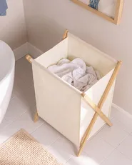 Kosz na pranie Składane CAHUIL Bambus Jasnobrązowy 69 L_1144467