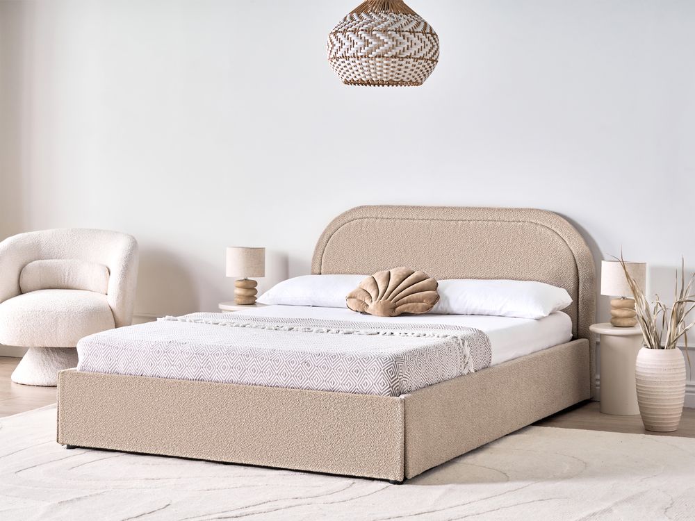 Lit ottoman QUILLIEN Bouclé Beige 140 x 200 cm