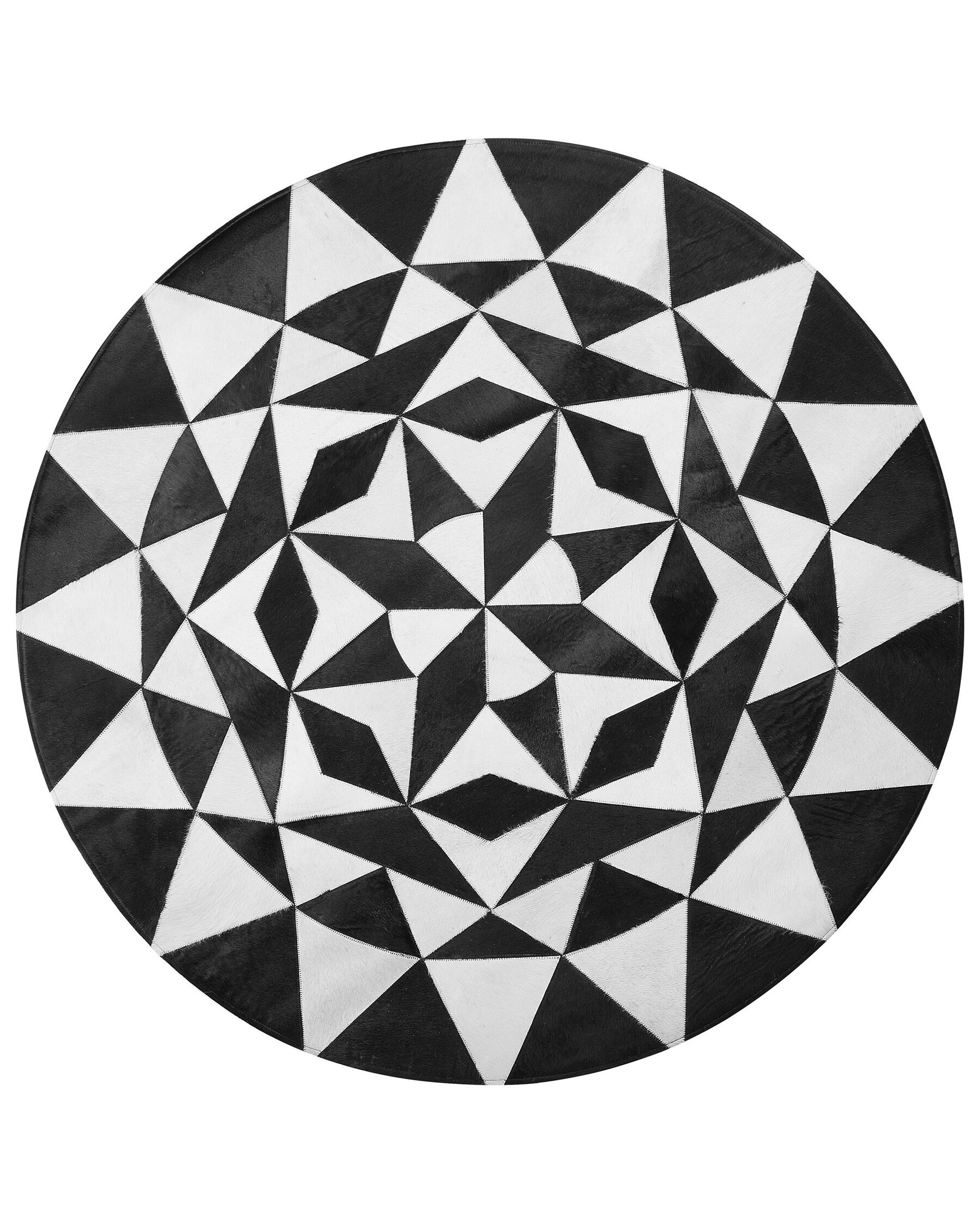 Okrúhly kožený koberec ⌀ 140 cm čierna/biela TURGUTLU_738062