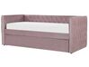 Łóżko wysuwane welurowe 90 x 200 cm różowe GASSIN _779267