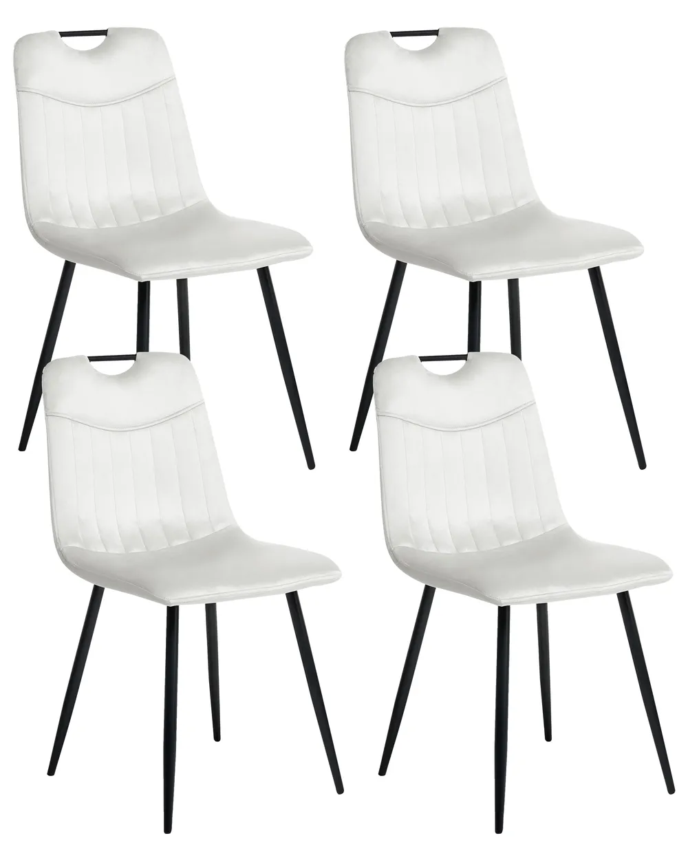 Set of Dining Chairs ARGYLE Velvet Off-White - Main Image