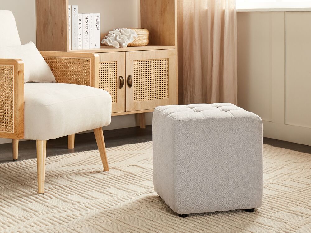 Pouf KANSAS Tissu Gris clair