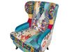 Fabric Wingback Chair Patchwork Blue MOLDE_884407