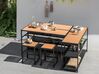 2 Seater Steel Garden Dining Set Table and Stools Black and Light Wood AVETRANA_933526