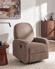 Rocking Recliner Chair FEBE Swivel Fabric Brown_1078659