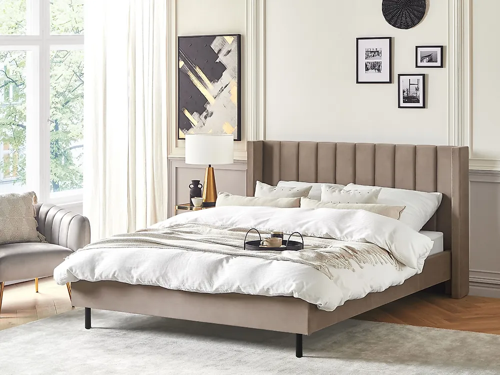 Letto Velluto VILLETTE 180 x 200 cm Tortora_1178352