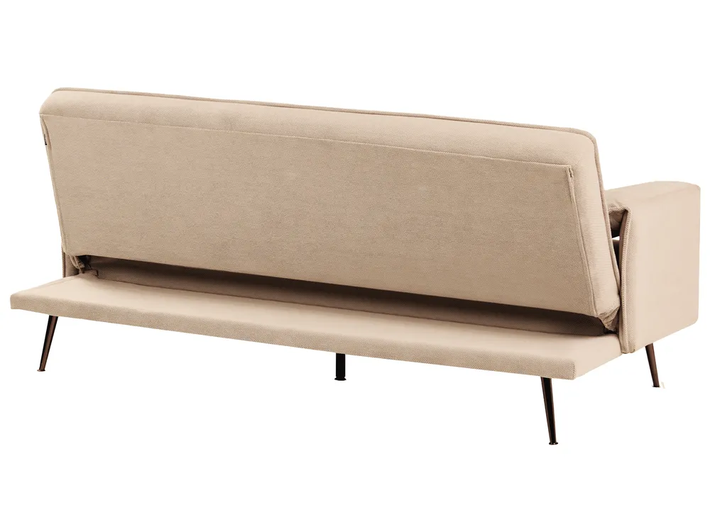 Divano letto 3 posti VAYLA Tessuto Marrone chiaro_1056824