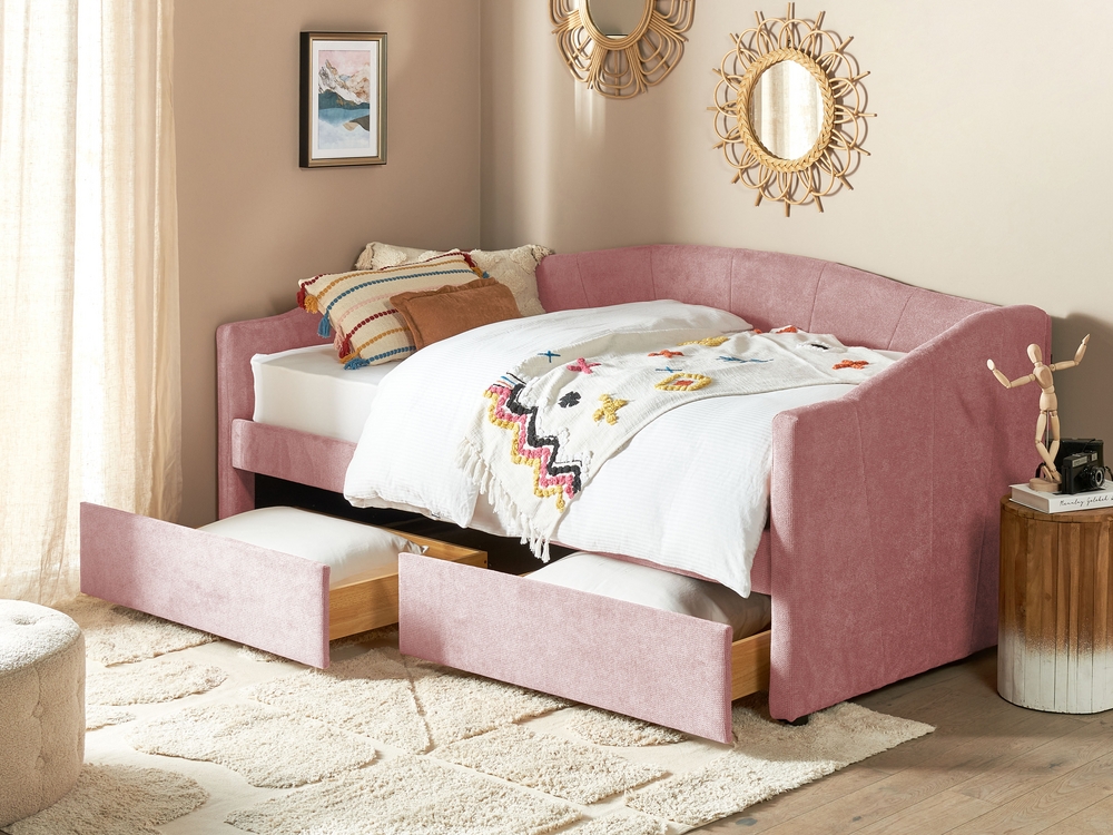 Fabric EU Single Daybed Pink VITTEL Beliani
