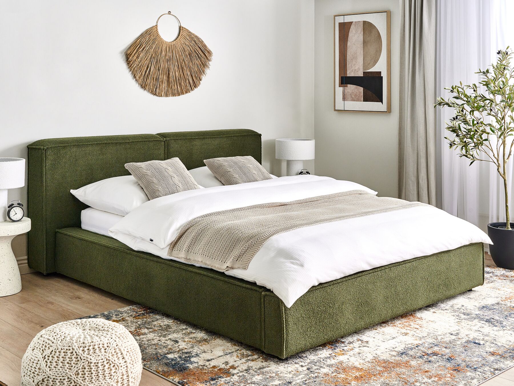 Letto matrimoniale bouclé verde 160 x 200 cm LINARDS_930516