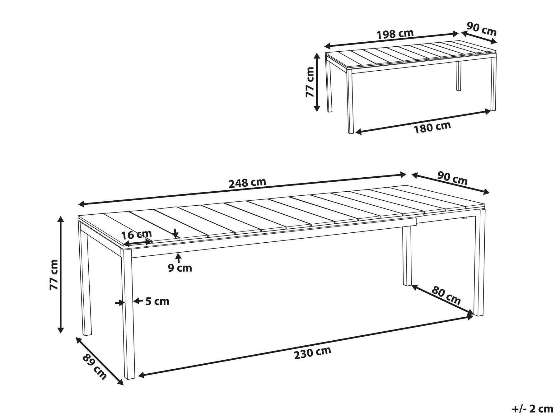 Stół ogrodowy rozkładany TOFANE 198/248 cm 90 cm Szary_928744