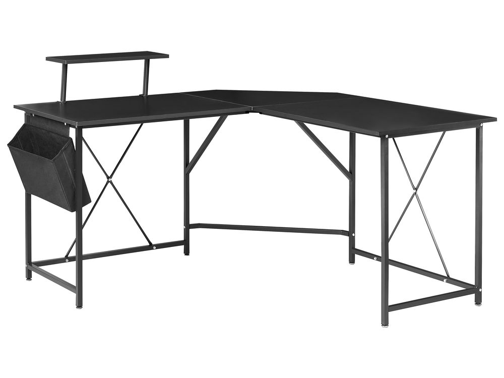 Secretária de canto TACONY 180 cm 140 cm com arrumação Preto